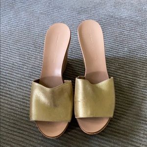 Diane Von Furstenberg gold wedge sandal